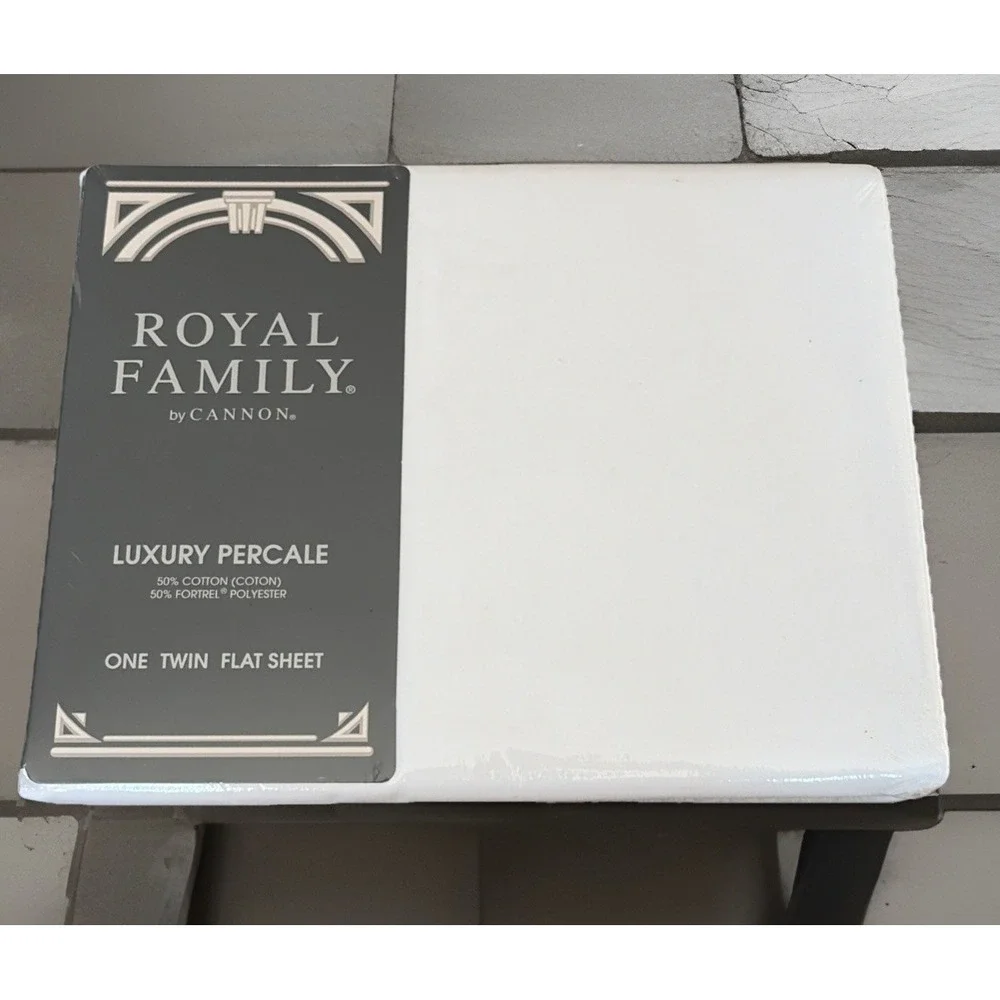 Vintage Royal Family By Cannon Sequences II Twin size Flat Sheet White NEW